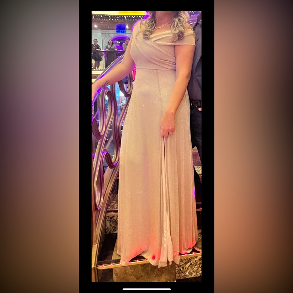 Windsor gold shimmer dress long with slit size Large